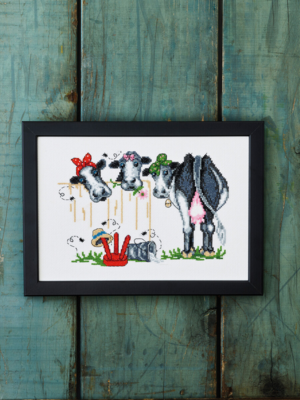 Kit da Ricamo Mucche Curiose 29x20 cm