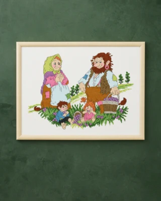 Kit da Ricamo I Raccoglitori di Bacche 40 x 30 cm