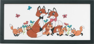 Kit Ricamo Famiglia di Volpi 36 x 15 cm