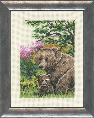 Kit da ricamo Orso con cuccioli 5300/00 16 x 21 cm