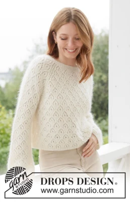 266-1 Lace Diamond Sweater by DROPS Design