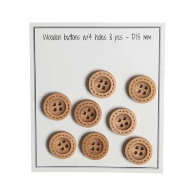 Go Handmade Bottoni in Legno con Impunture (8 pz): 15 mm