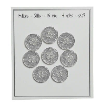 Go Handmade Bottoni Glitterati Argento