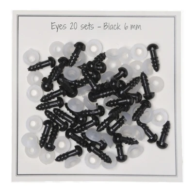 Go Handmade Safety Eyes Neri 6mm (20 paia)