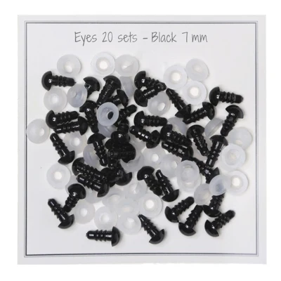 Go Handmade Sikkerhedsøjne Sorte 7 mm (20 par)