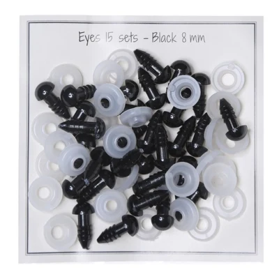 Go Handmade Sikkerhedsøjne Sorte 8 mm (15 par)