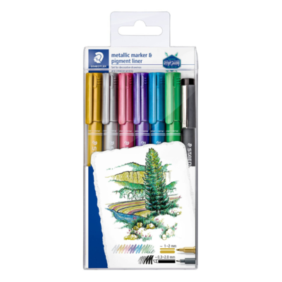 STAEDTLER Pennarello metallico e liner pigmentato, 6 + 1 pz
