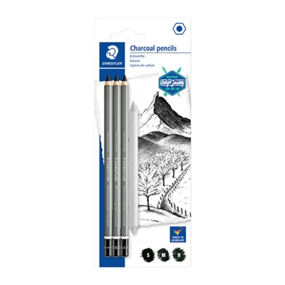 STAEDTLER Mars Lumograph carboncino e moncone da disegno, 3 + 1 pz