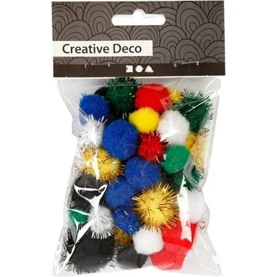 Pompon, 15 + 20mm, 48pz, ass. colori
