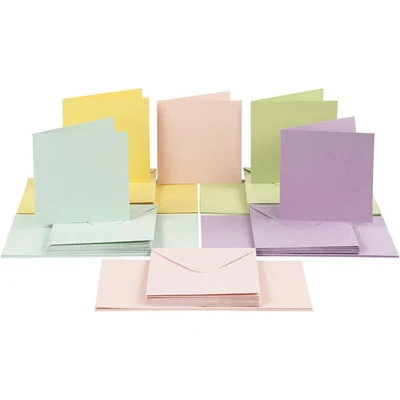 Biglietti e buste, biglietti 15 x 15 cm, busta 16 x 16 cm, 50 set