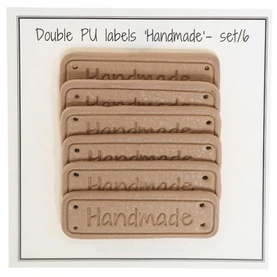 Etichetta doppia Go Handmade, pelle PU, 5 x 1,5 cm, fatta a mano, 6 pezzi