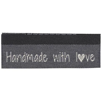 Go Etichetta tessuta a mano, fronte-retro, fatta a mano con amore, 50 x 11,5 mm, 10 pezzi
