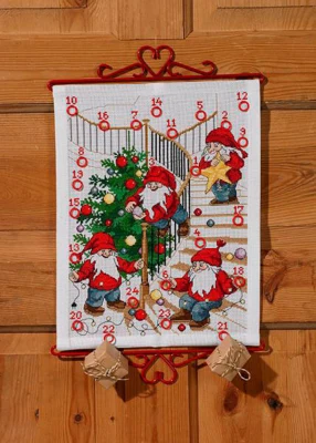 Kit ricamo Gli elfi decorano l&#39;albero