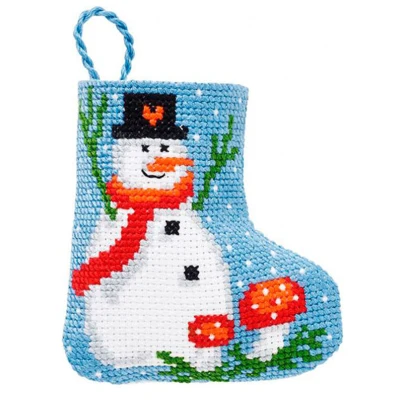 Kit ricamo Pupazzo di neve Calza di Natale