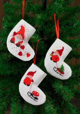 Kit ricamo Calze natalizie Elfi, 3 pz