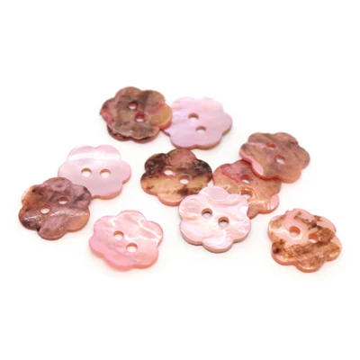HobbyArts Bottoni in Madreperla, Fiore, Rosa, 15 mm, 10 pz