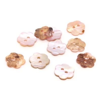 HobbyArts Bottoni in Madreperla, Fiore, Rosa Chiaro, 15 mm, 10 pz