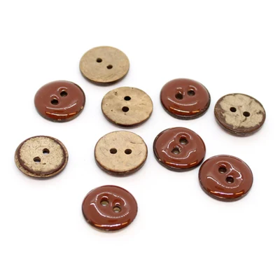 HobbyArts Bottoni Smaltati Cocco Ruggine 15 mm, 10 pz