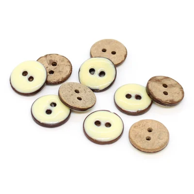 HobbyArts Bottoni Smaltati in Cocco Bianco 15 mm, 10 pz