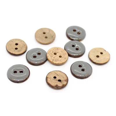 Bottoni in cocco smaltati HobbyArts Grigio 15 mm, 10 pz