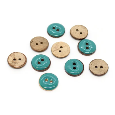 HobbyArts Bottoni Smaltati in Cocco Petrolio 15 mm, 10 pz