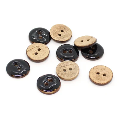 Bottoni in cocco satinati HobbyArts Neri 15 mm, 10 pz