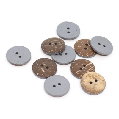HobbyArts Bottoni in Cocco Colorati Grigio 20 mm, 10 pz