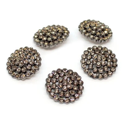 Bottoni con strass HobbyArts Neri 17 mm, 5 pezzi