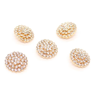 HobbyArts Bottoni con Strass, Oro, 17 mm, 5 pz