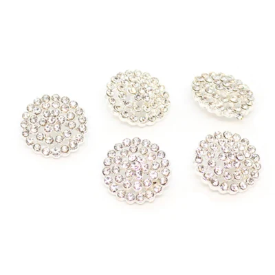 Bottoni con strass HobbyArts argento 17 mm, 5 pezzi