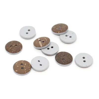 Bottoni in cocco colorati HobbyArts Grigio chiaro 15 mm, 10 pz