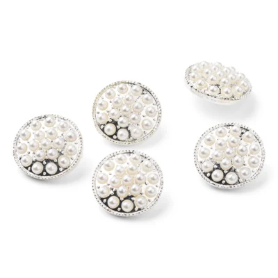HobbyArts Bottoni con Perle, 17 mm, 5 pz