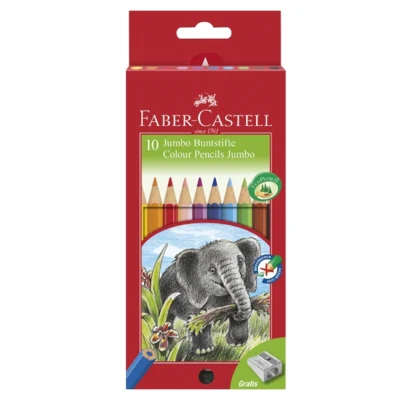 Matite colorate Faber-Castell Jumbo 10 pz + punte Elefante