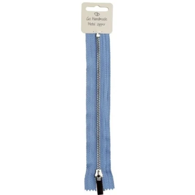 Cerniera Go fatta a mano in metallo blu 25 cm