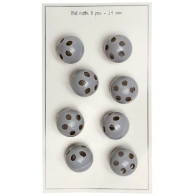 Go Palline a sonagli fatte a mano grigie 24 mm, 8 pezzi