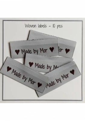 Go Etichette tessute a mano, Made by Mor, 50 x 11,5 mm, 10 pezzi