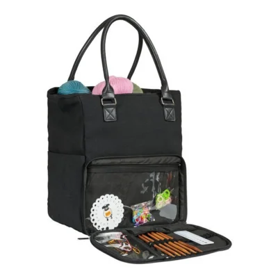 Borsa a tracolla con tasca con cerniera, nera