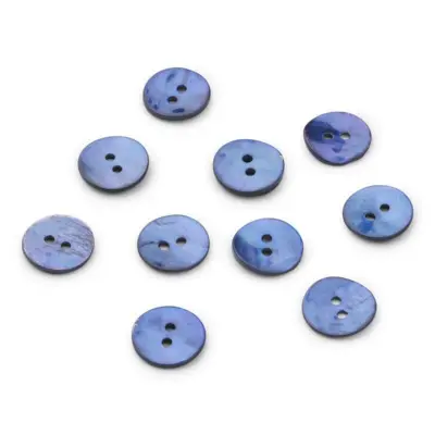HobbyArts Bottoni in madreperla, Blu, 15 mm, 10 pezzi