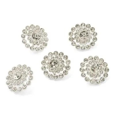 HobbyArts Bottoni con Strass, Bianchi, 17 mm, 5 pezzi