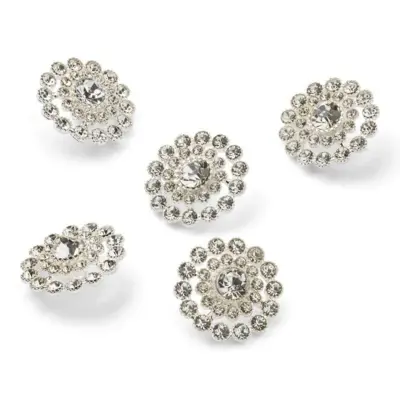 HobbyArts Bottoni in Strass, Bianco, 20 mm, 5 pezzi