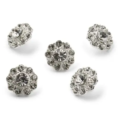HobbyArts Bottoni con Strass, Bianco, 12 mm, 5 pezzi