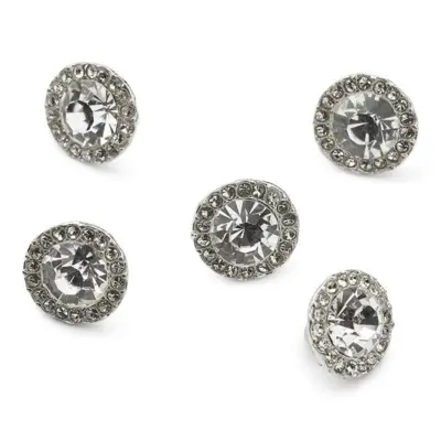 HobbyArts Bottoni con Strass, Bianchi, 11 mm, 5 pezzi
