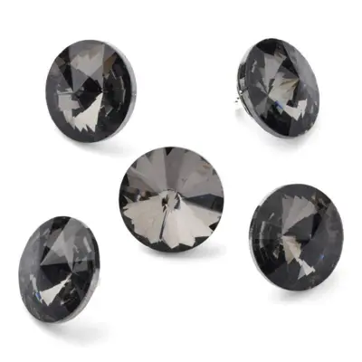 HobbyArts Bottoni di Cristallo, Nero, 14 mm, 5 pezzi