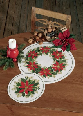 Permin Ricamo Natalizio - Stelle di Natale Ø 42 cm, Aida