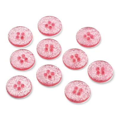 LindeHobby Bottoni Glitter, Rosa, 15 mm, 10 pezzi