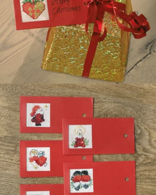 Kit di Ricamo Etichette Regalo di Natale 4 x 8 m/5874/30 x 5 cm
