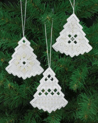 Kit di ricamo Hardanger albero di Natale x 3 7,5 x 8 cm