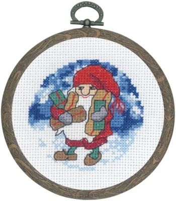 Kit di Ricamo Babbo Natale con Pacco M 5957/60 Ø 10 cm