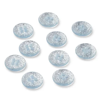 LindeHobby Bottoni Glitterati, Azzurro, 12 mm, 10 pz