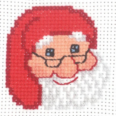 Kit Ricamo Babbo Natale con Occhiali 10x10 cm